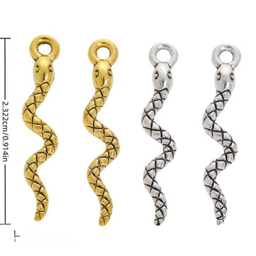 Textured Serpent Vintage Metal Charm Pendant for Jewelry Making