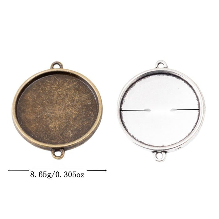 Round Double Loop Cabochon Connector Setting in Two Finishes