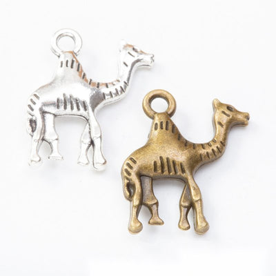 Standing Camel metal pieces shown in the available finishes.