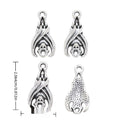 Ornate Teardrop Bat Metal Charms in Antique Silver Finish view 1