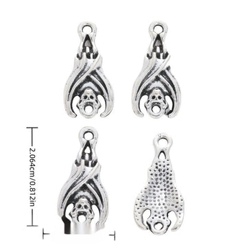 Ornate Teardrop Bat Metal Charms in Antique Silver Finish