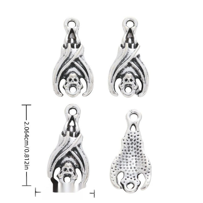 Ornate Teardrop Bat Metal Charms in Antique Silver Finish