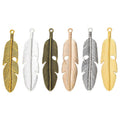 Long Feather Charm Pendants in 6 Metal Finish Options view 1