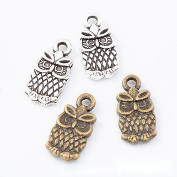 Small Bow Owl Charm Metal Jewelry Making Pieces In 2 Styles