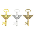 Winged Gear Skeleton Key Keychains in Three Finishes view 1