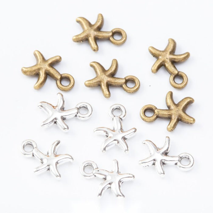 Small Starfish Charm Pendants in 2 Metal Finish Options