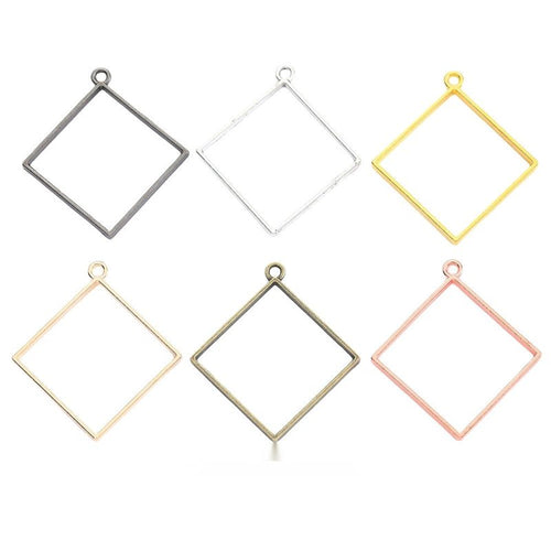 Diamond Frame metal charm displaying front and reverse sides