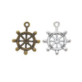 Detailed Ship Wheel Charm in 2 Metal Finishes for Jewelry Making view 1