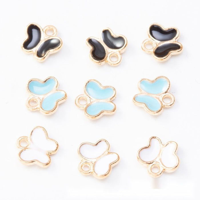 Small Enamel Butterfly Metal Charms In Three Colors