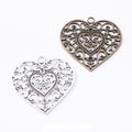 2-Finish Filigree Heart Metal Jewelry Components for Crafts view 1