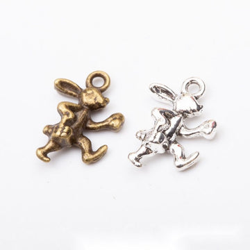 Running Rabbit Charm in 2 Metal Finishes for Jewelry Making