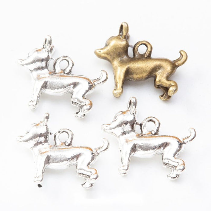 Standing Dog Charm Metal Jewelry Making Component Pendant