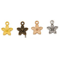 Five-Petal Flower Charm Small Double-Sided Metal Pendant in Four Finishes view 1
