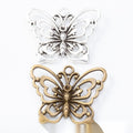 Layered Floral Butterfly Charm In 2 Metal Finishes For Jewelry Making view 1