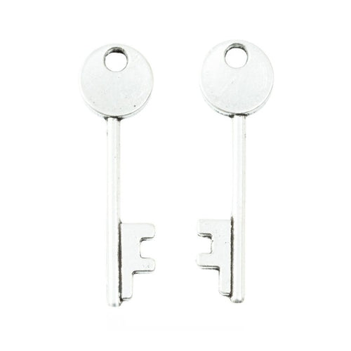 Slim key with a plain circular bow and two teeth shown in the available finishes
