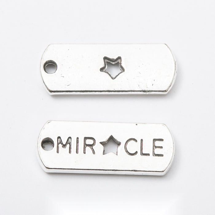 MIRACLE Star Letter Tag Pendant Charm in Antique Silver