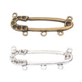 Multi Loop Safety Pin Brooch Bases in Two Antique Finishes view 1
