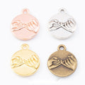 Round Pinky Promise Hand Disc Charms in Four Finishes view 1