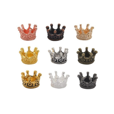 Group view of crown bead styles on a white background
