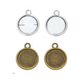 Compact Round Cabochon Pendant Settings in Two Antique Finishes view 1