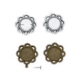 Petal Edge Small Round Cabochon Settings in Two Antique Finishes view 1