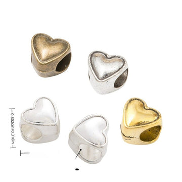 Heart Large Hole Bead with a raised heart face in 4 Metal Finishes
