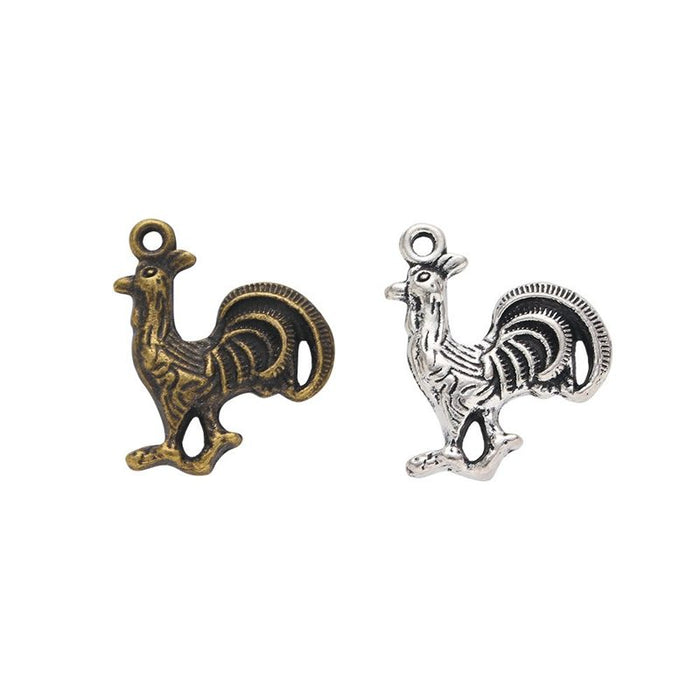 Rooster Charm Alloy Jewelry Making Component in 2 Finish Options