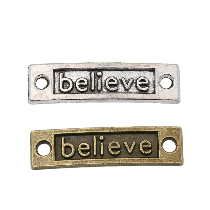 Believe Curved Two Loop Connector in Two Antique Finishes