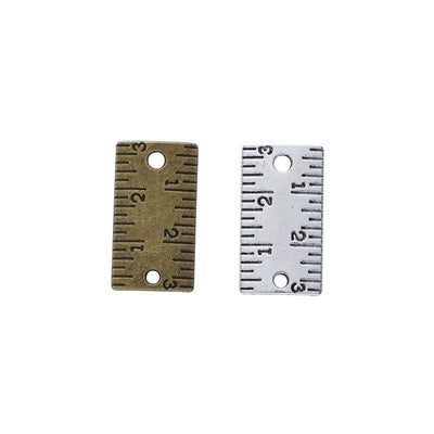 Ruler-marked rectangular connector shown across the available finishes