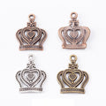 Open Heart Crown Charms in Three Antique Metal Finishes view 1