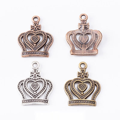 Front and finish comparison of heart crown charm