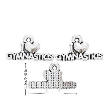 Gymnastics Word Bar Connector in Antique Silver Tone