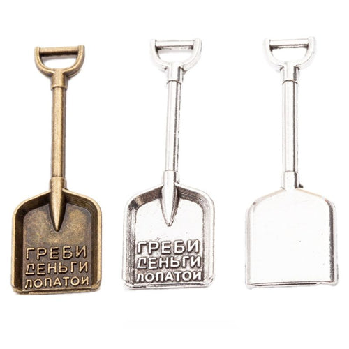 Group view of garden shovel styles on a white background