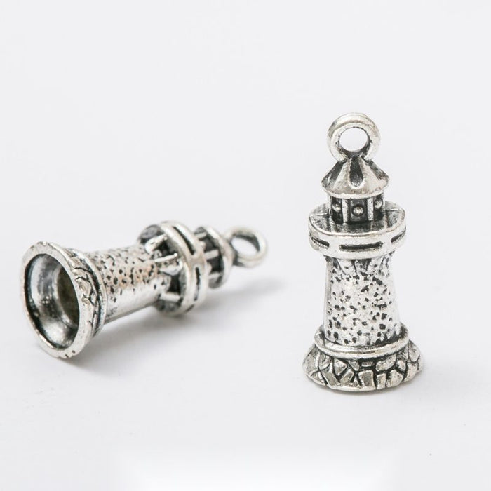 Detailed Lighthouse Charm Metal Pendant for Jewelry Making