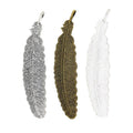 Long Feather Metal Pendant Charms in 3 Distinct Finishes view 1