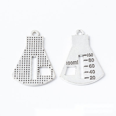 Front comparison of graduated laboratory flask metal component in 1 finishes