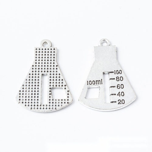 Front comparison of graduated laboratory flask metal component in 1 finishes