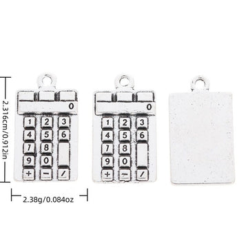 Mini Calculator Metal Charm Pendant in 1 Finish for DIY Jewelry