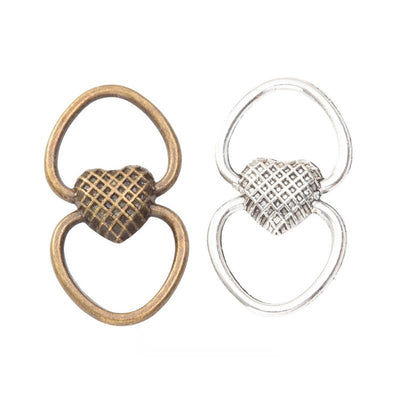 Front view of heart-center double-ring connector showing finish variation 1