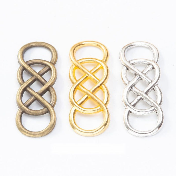Infinity Knot Link Connector in Three Metal Finishes
