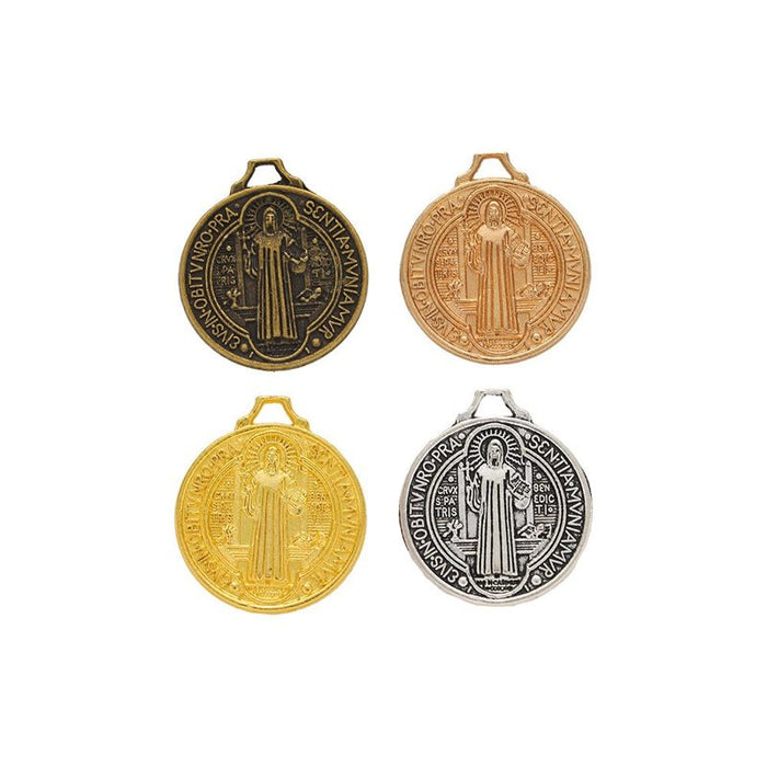 Round Saint Benedict Medal Charms in Four Finishes