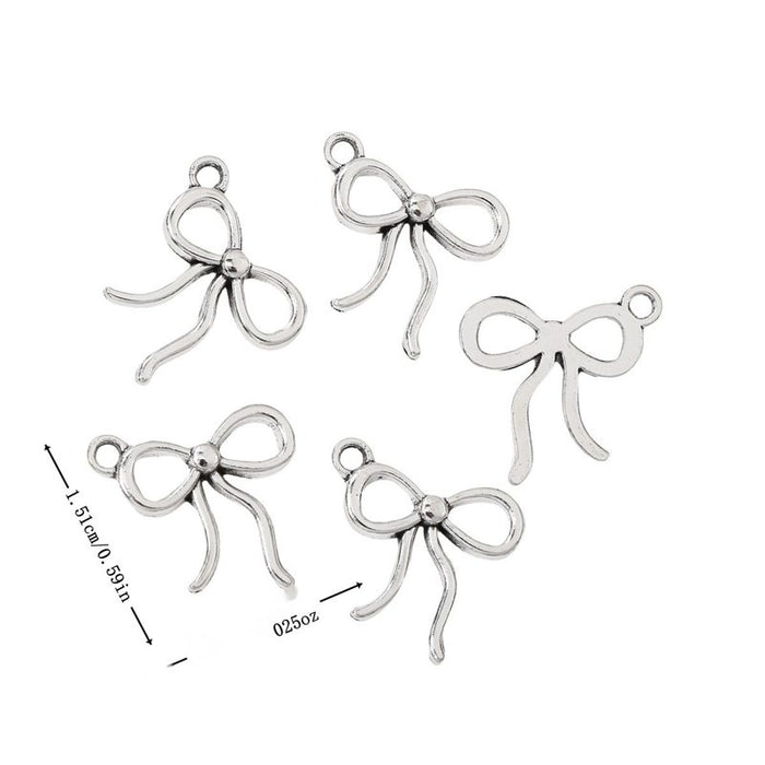 Ribbon Bow Metal Charm Pendant Jewelry Making Component