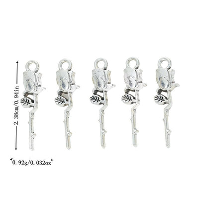 Metal layered five-petal flower charm, front and reverse views shown in the product image