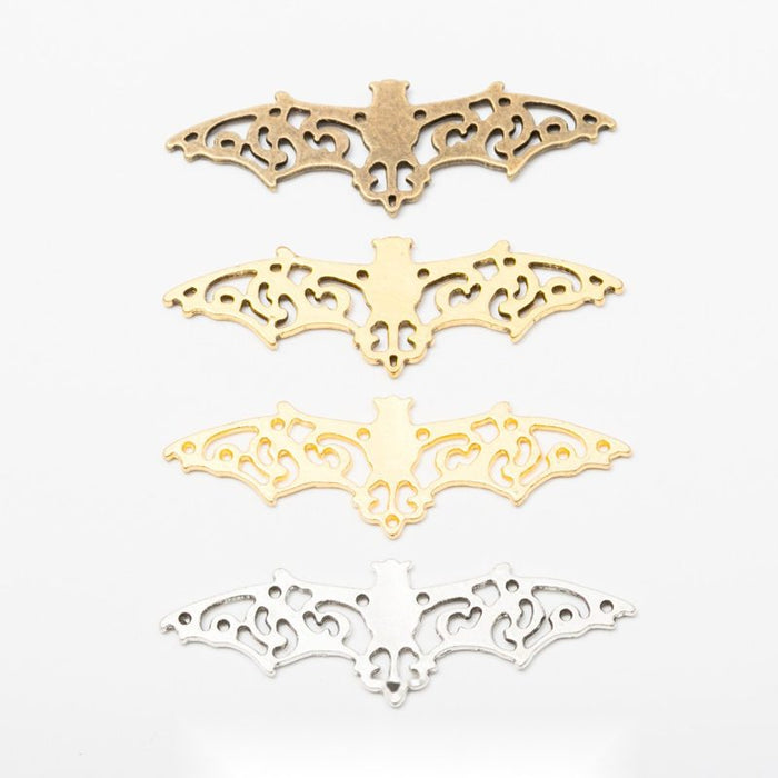 Filigree Bat Wing Connectors in 4 Metal Finish Options