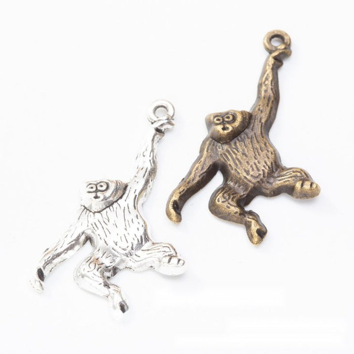 Swinging Monkey Metal Charm 2 Finish Options Craft Supply