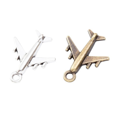 Side View Passenger Airplane Metal Charms grouped product view on a white background