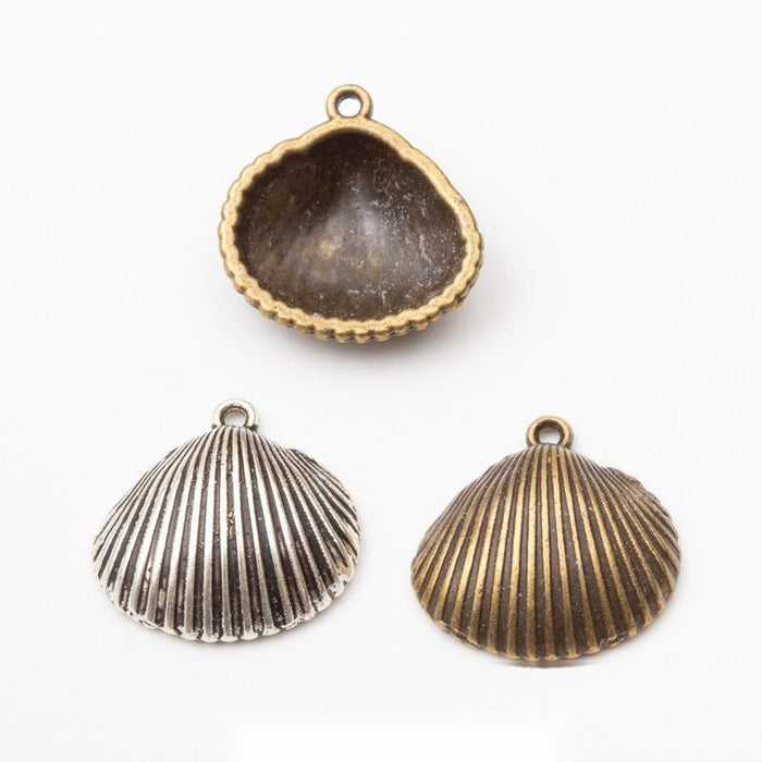 Vintage Scallop Shell Charms in Multiple Finishes for Jewelry Making