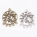 Floral Five Loop Connector Charms in Antique Bronze, Antique Silver view 1