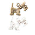 Bow-Tail Dog Metal Charms in 2 Pictured Finishes for Jewelry Crafts view 1