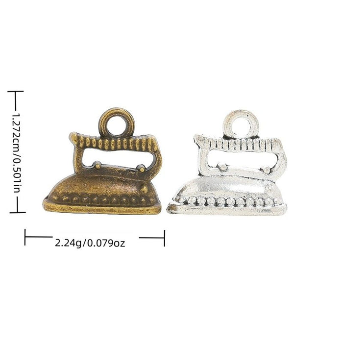 Miniature Clothes Iron Alloy Charm in 2 Pictured Options